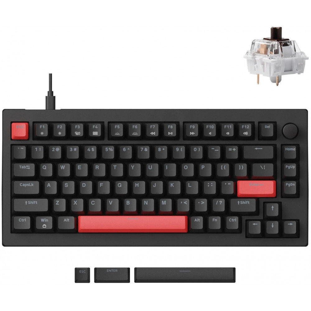 Клавіатура механічна Lemokey X4 84Key, Keychron Brown, USB-A, QMK/VIA, Hot-Swap, EN/UKR, RGB, чорний