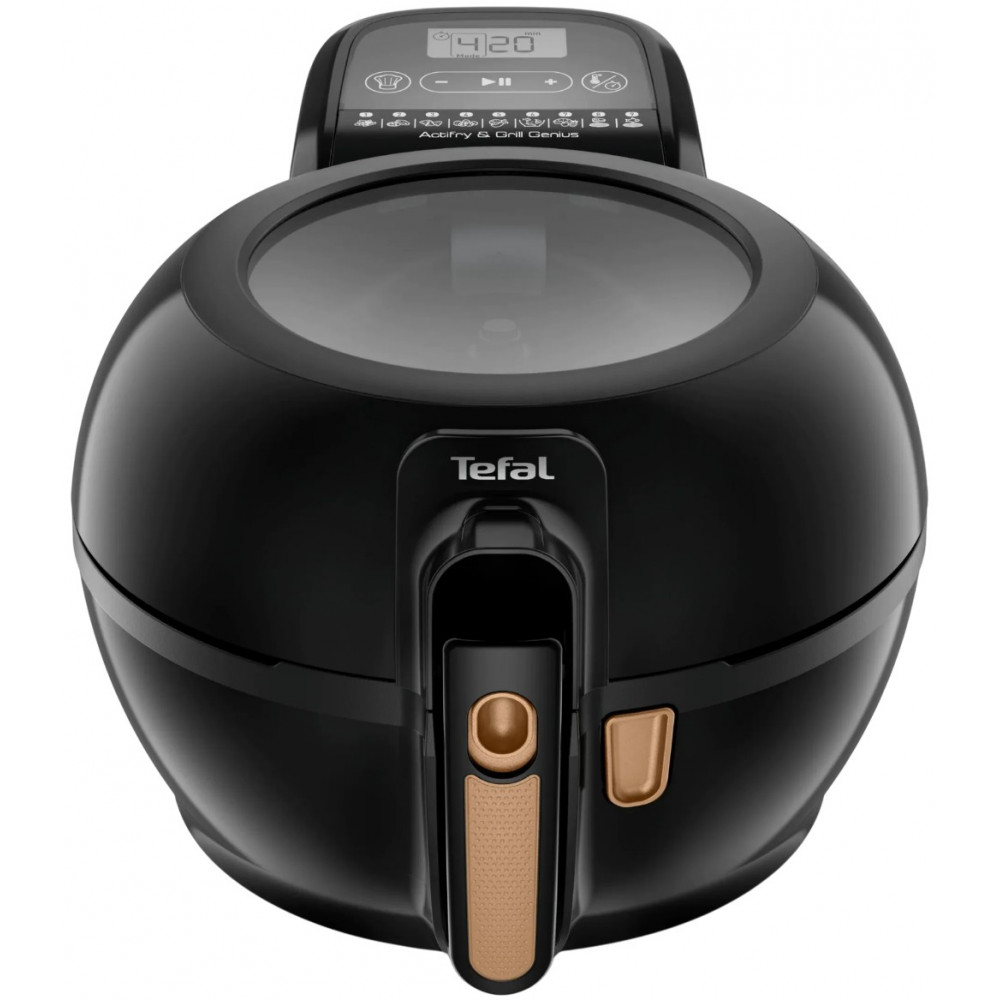 Мультипіч Tefal ActiFry & Grill Genius, 1500Вт, чаша-4л, сенсорне керув., підкл. до смартфону, авто перемішування, пластик, чорно-золотий