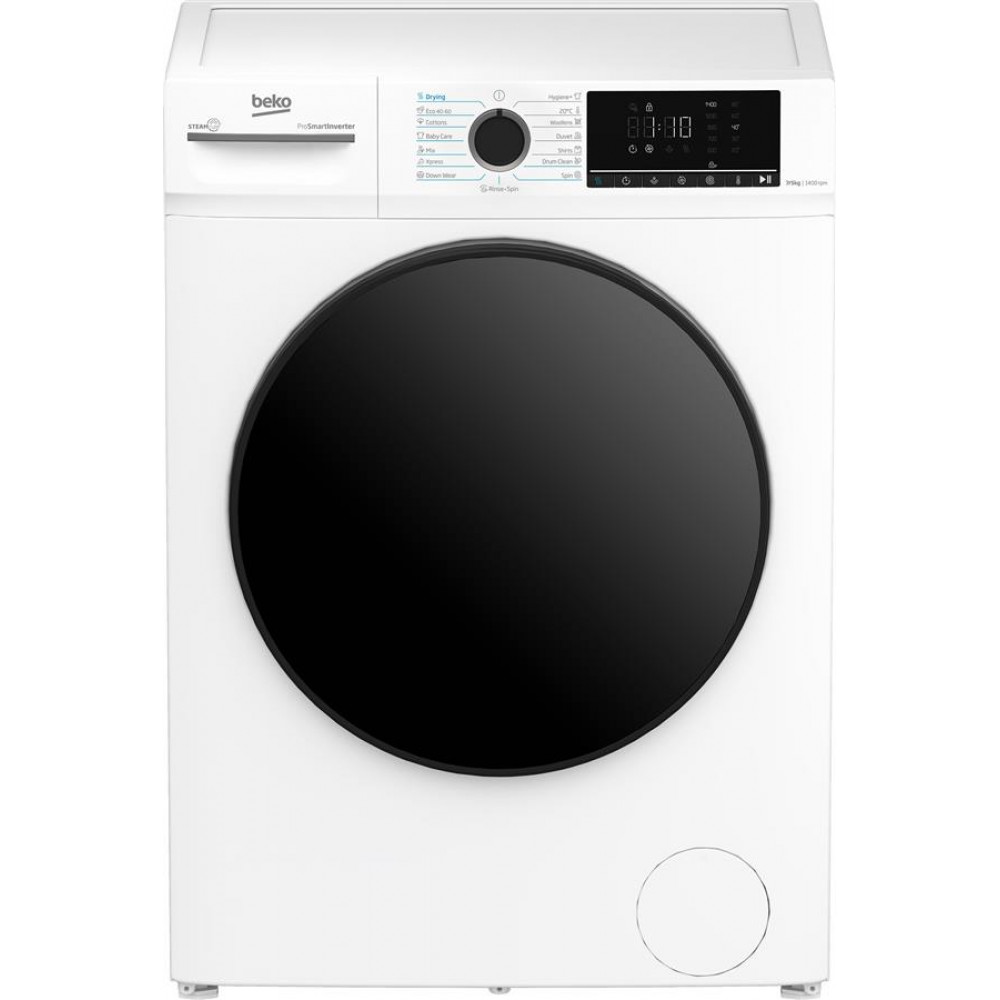 Прально-сушильна машина Beko фронтальна, 7(5)кг, 1400, D, 52см, дисплей, інвертор, пара, білий