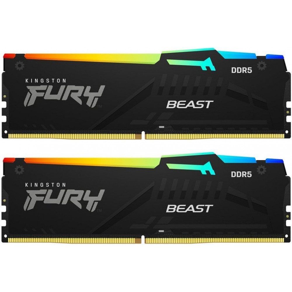 Пам'ять ПК Kingston DDR5 64GB KIT (32GBx2) 5200 FURY Beast RGB