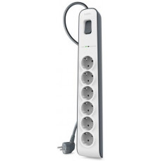 Подовжувач-фільтр мережевий Belkin 6хТип F, 3x1.5мм кв, 16А, з захистом від перенапруги, 2м, білий