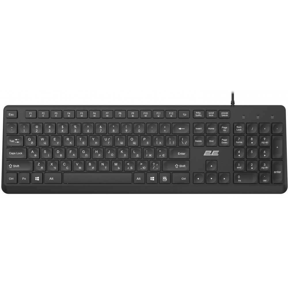 Клавіатура мембранна 2E KS405 104key, USB-A, EN/UK, чорний