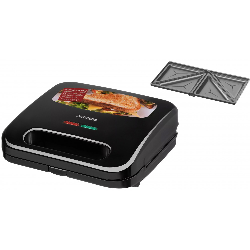 Сендвічмейкер Ardesto 700Вт, 1 пластина-сендвіч,корпус-пластик, чорний