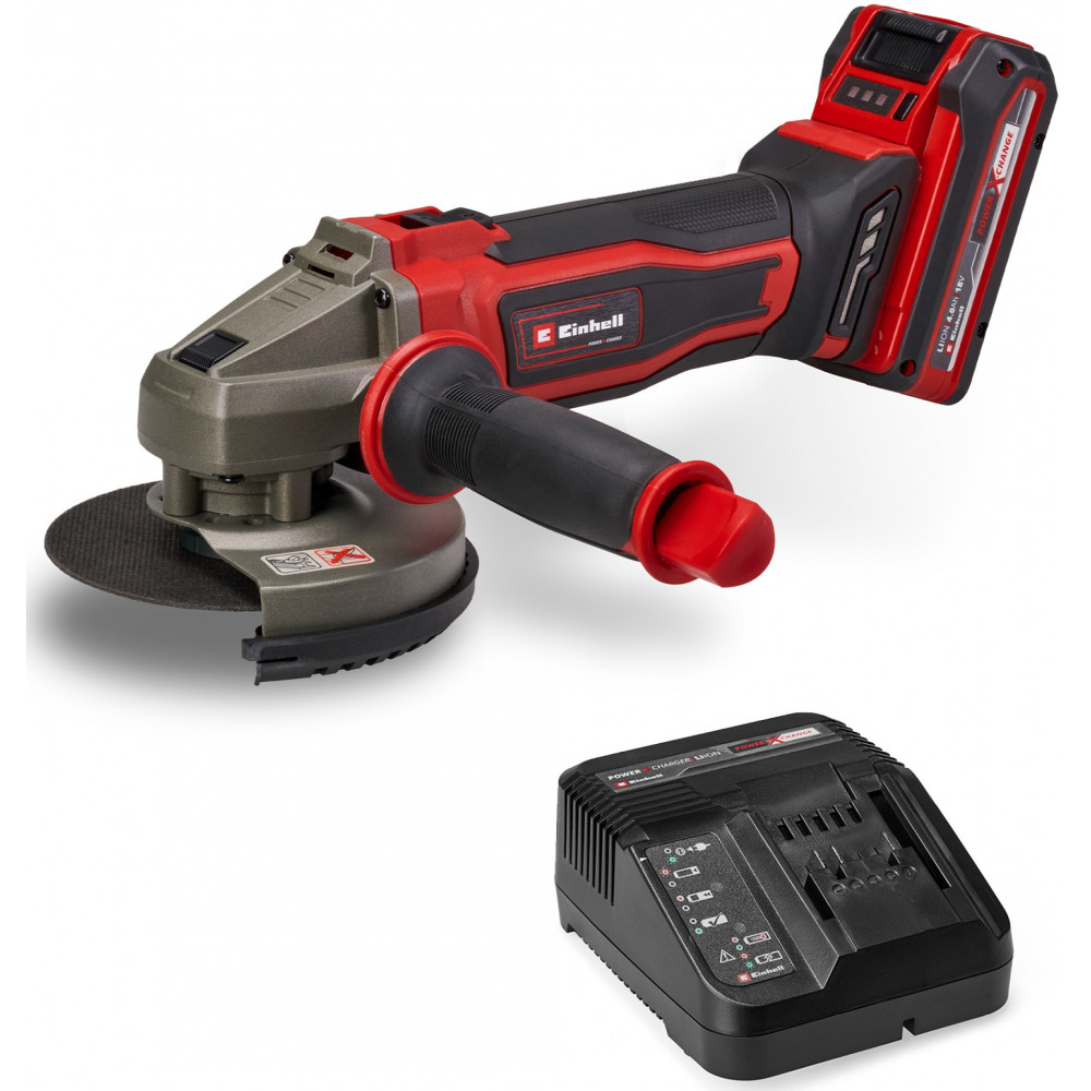 Шліфмашина кутова акумуляторна Einhell TE-AG 18/125-2 Li 1x4.0 Ah PXC 18В Акб 1х4А·год 125мм 8500об/хв 2.32кг