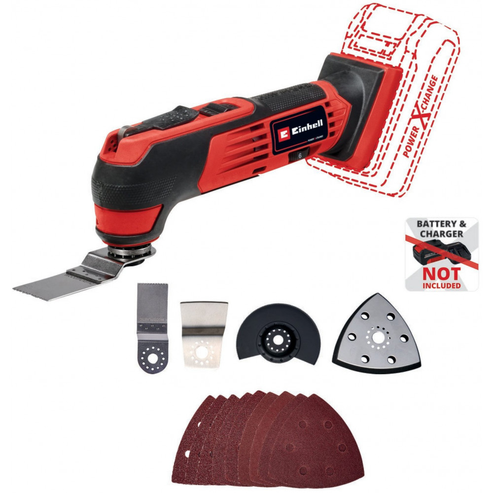 Багатофункціональний інструмент акумуляторний Einhell TE-MG 18/1 Li - Solo PXC 18В набір насадок 0.83кг без АКБ та ЗП