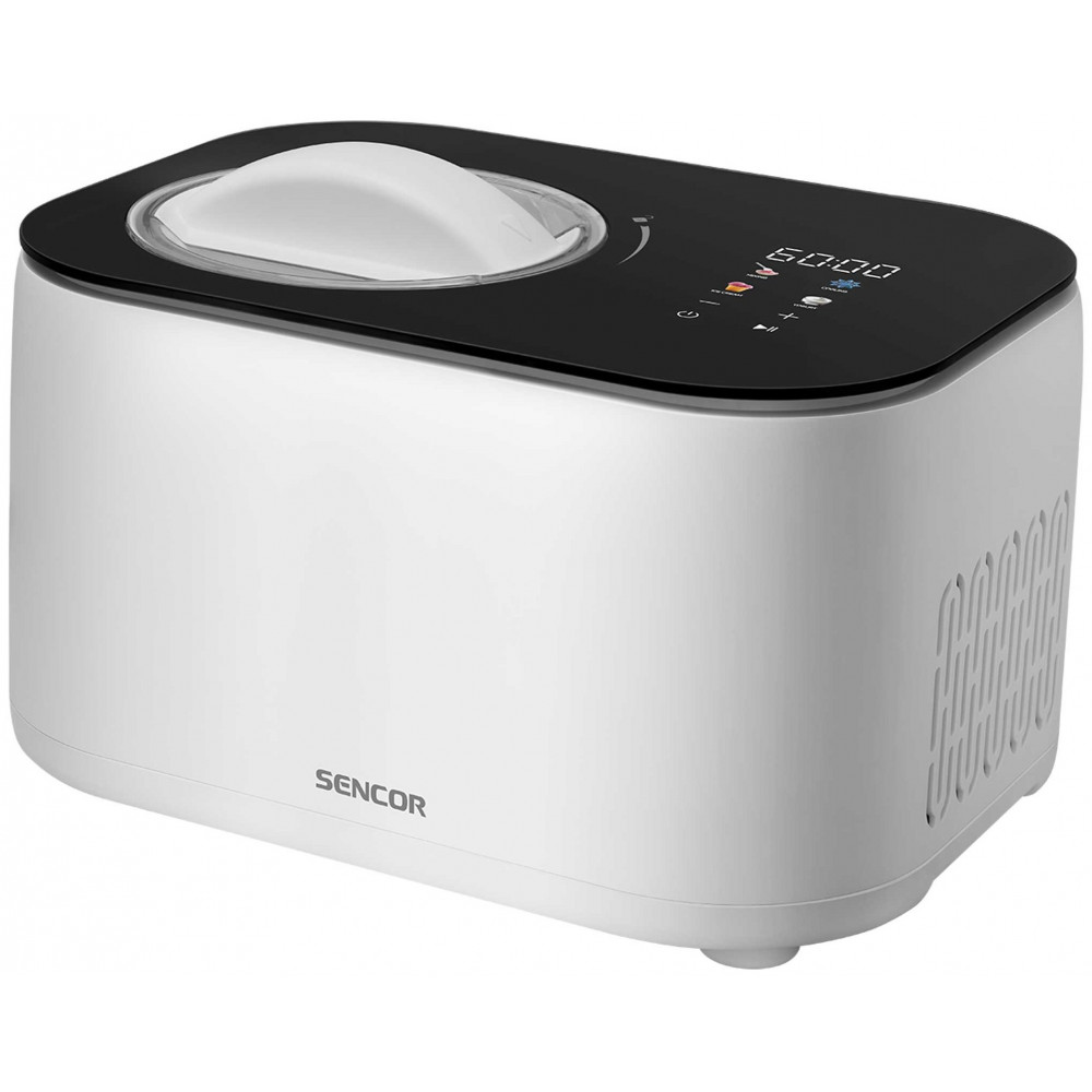 Морозивниця Sencor 100Вт, чаша-1л, час приготув.-60хв, пластик, чорно-білий