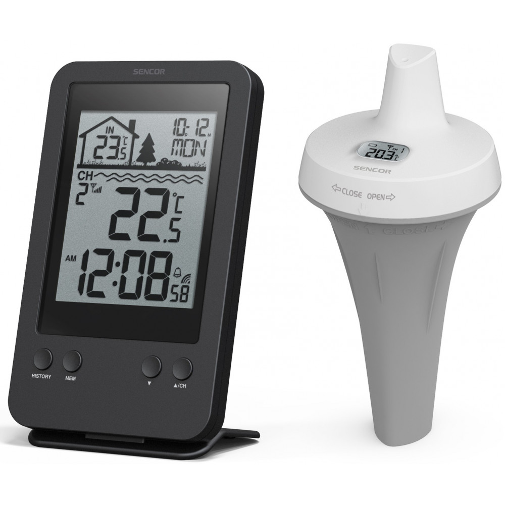 Метеостанція для басейну Sencor, внутр/зовн вимірювання, AAx2+AAx2, темп-ра, чорний