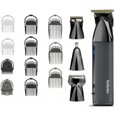 Набір для стрижки Babyliss Super-X Metal Black Edition, для голови, вусів, бороди,носа і тіла, акум., насадок-15, сумка для зберігання, підставка, сталь, чорний