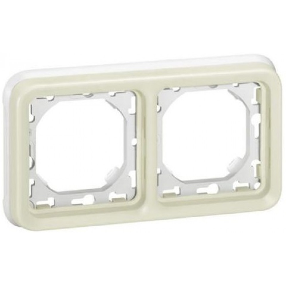 Супорт з рамкою для вбудованого монтажу Legrand Plexo, 2 пости, горизонтальна установка, білий