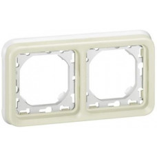 Супорт з рамкою для вбудованого монтажу Legrand Plexo, 2 пости, горизонтальна установка, білий