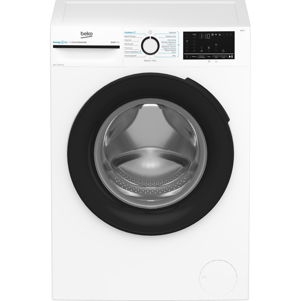 Пральна машина Beko фронтальна, 10кг, 1400, A+++, 58см, дисплей, інвертор, пара, білий