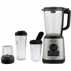 Блендер Gorenje стаціонарний 1400Вт, чаша-1750мл, додаткові ємкості, кавомолка, кришення льоду, приготування супу, імпульсний режим, метал Блендер Gorenje стаціонарний 1400Вт, чаша-1750мл, додаткові ємкості, кавомолка, кришення льоду, приготування супу, імпульсний режим, метал