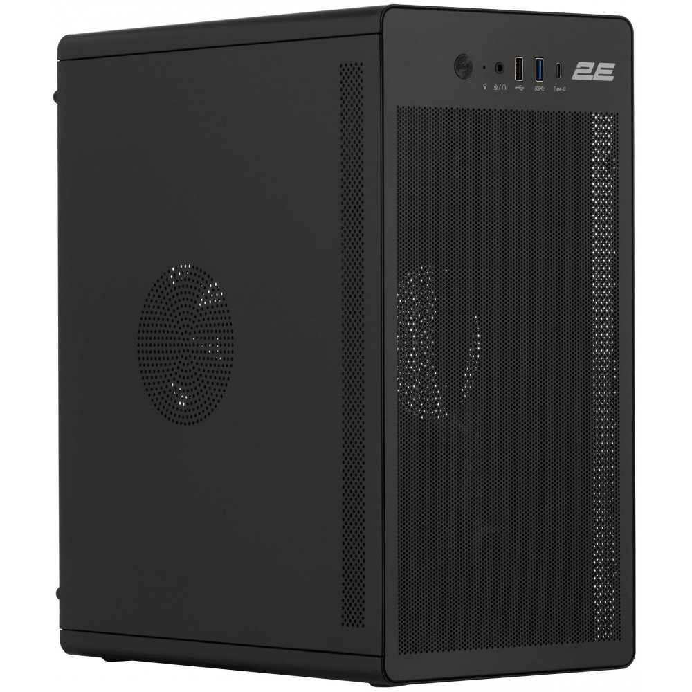 Корпус 2E Credo V285B без БЖ, 1xUSB3.0, 1х USB 2.0, 1xUSB Type-C, 1x120мм, VGA 300мм, mATX, чорний