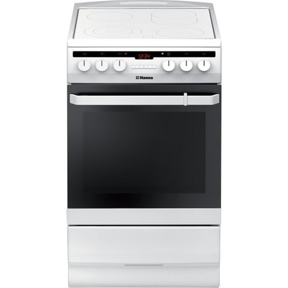 Плита Hansa електрична склокерамічна, 65л, 50x60см, дисплей, конвекція, білий