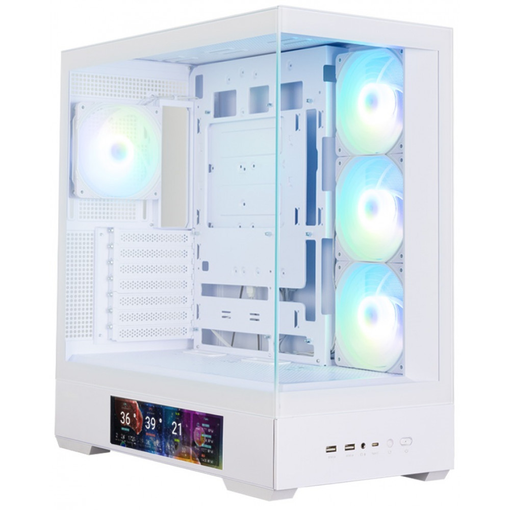 Корпус Zalman P40 DS без БЖ, 2xUSB3.0, 1x Type C, 3x120мм ARGB Reverse,  1x120мм ARGB, VGA 420мм, LCS ready, TG Side/Front Panel, Display, ATX, білий