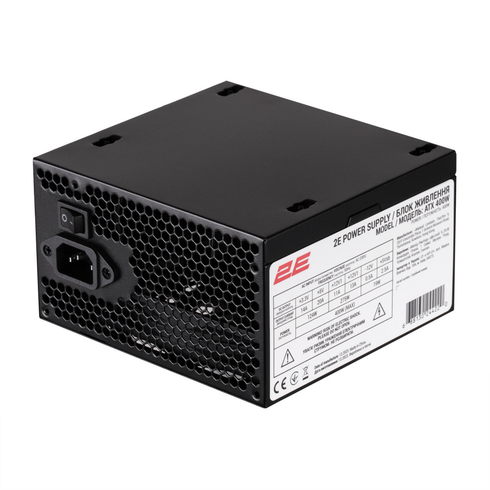 Корпус 2E Credo V285B-400 з БЖ 2E ATX400, 1xUSB3.0, 1х USB 2.0, 1xUSB Type-C, 1x120мм, VGA 300мм, mATX, чорний