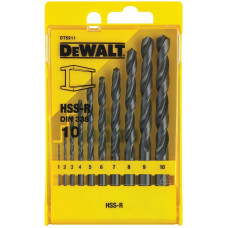 Набір свердел по металу DeWalt HSS-R, 10 шт, 1-10мм, кейс