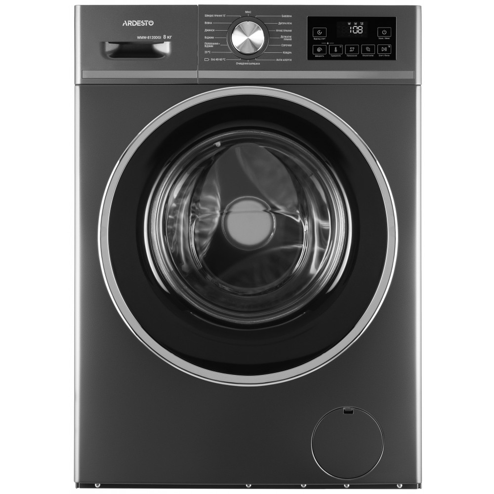 Пральна машина ARDESTO фронтальна, 8кг, 1200, А+++, 55см, дисплей, пара, інвертор, сірий