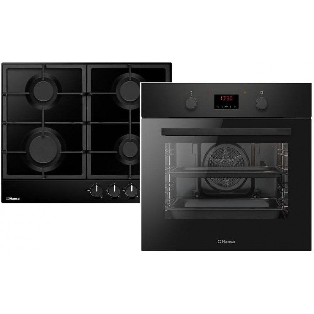 Комплект Hansa (духовка електрична + емальована газова поверхня), чорний