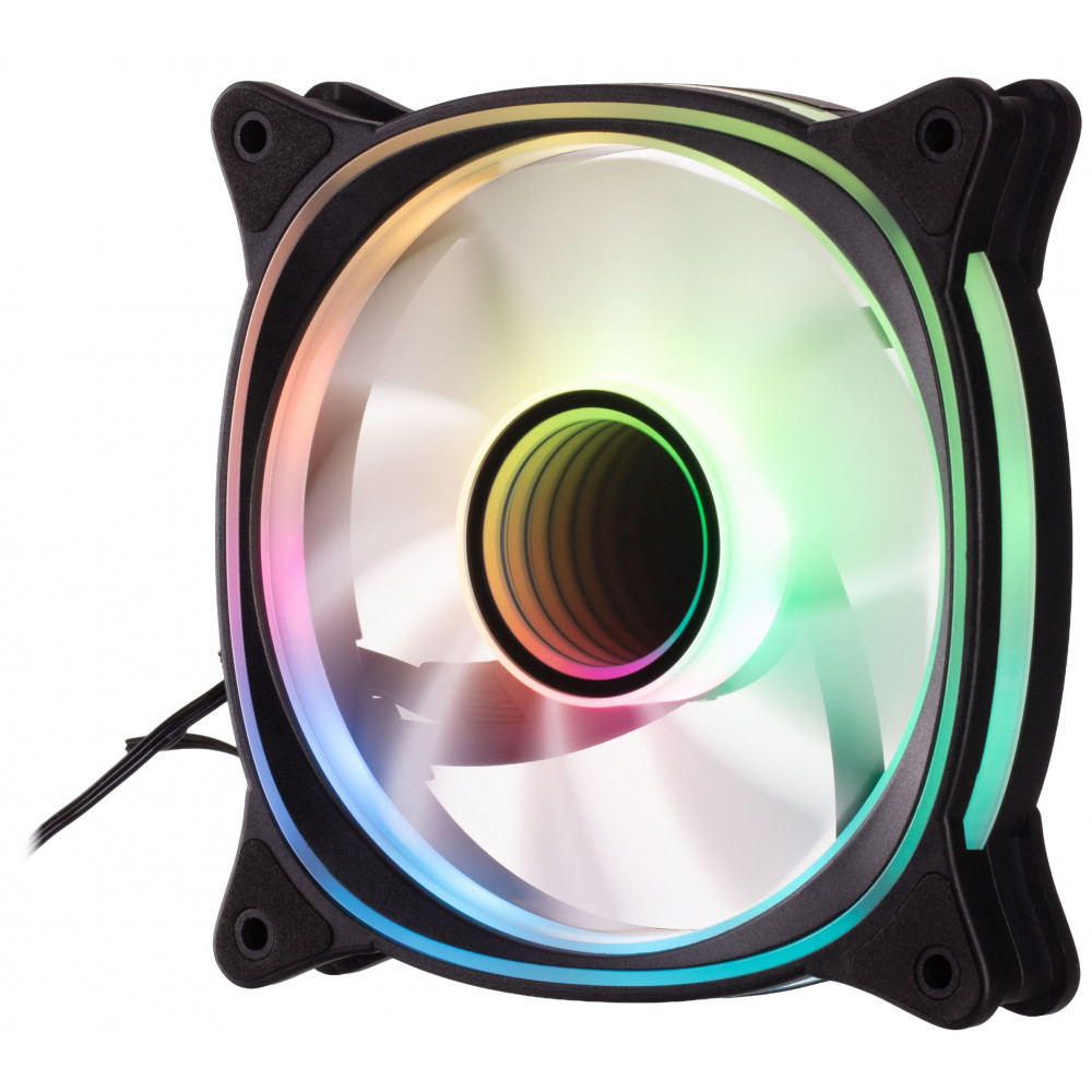 Корпусний вентилятор 2E GAMING Air Cool X Fan ACF120XB-ARGB, 120мм, 1200rpm, 3pin, 3pin +5VARGB, 20,4dBa, чорний
