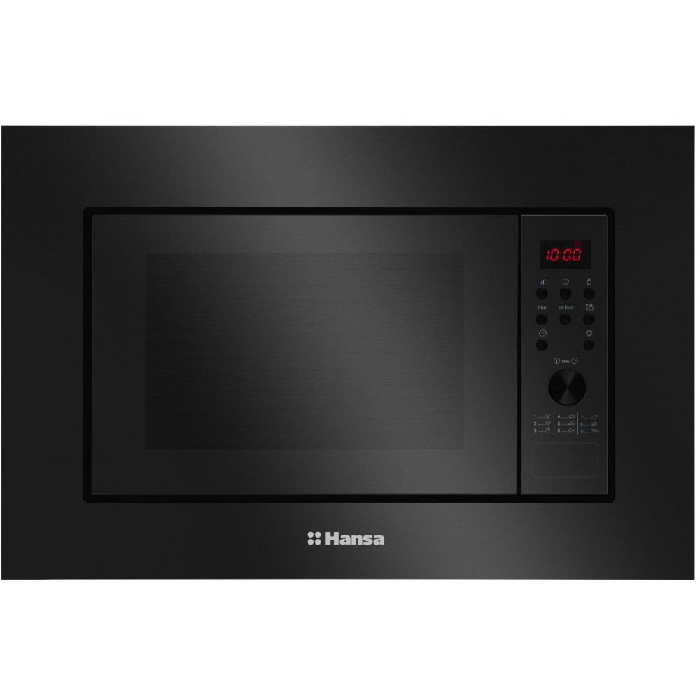 Мікрохвильова піч Hansa вбудовувана, 20л, електр.управл., 900Вт, гриль, дисплей, відкр.кнопкою, чорний