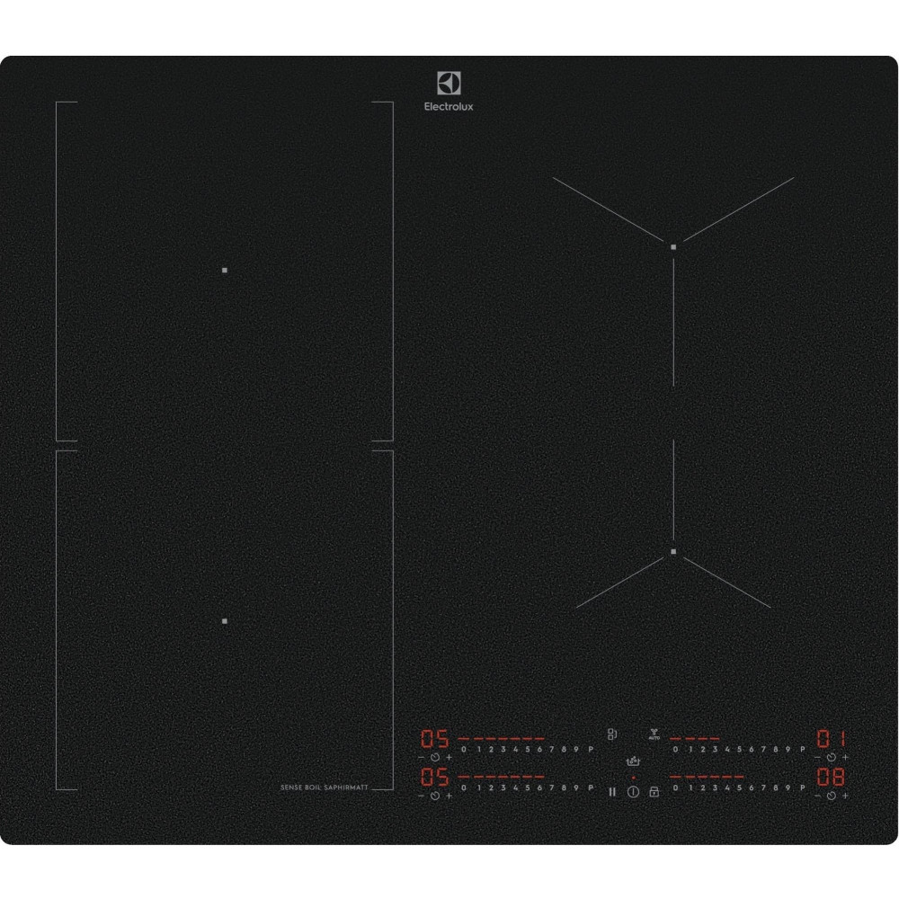 Варильна поверхня Electrolux індукційна, 60см, розширена зона, датчик кипіння, Hob2Hood, чорний матовий