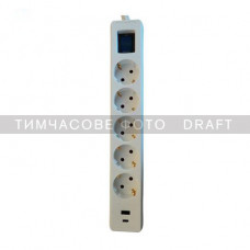 Подовжувач-фільтр мережевий 2E 5xТип F, 3x1.5мм кв, 16A, 1xUSB-A, 1xUSB-C, із захистом від перевантаження, 3м, білий, 3м, білий