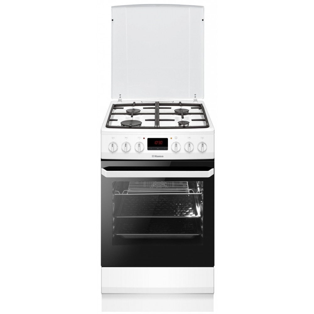 Плита Hansa комбінована, 50х60см, 62л, чавун, газ контр., дисплей, білий