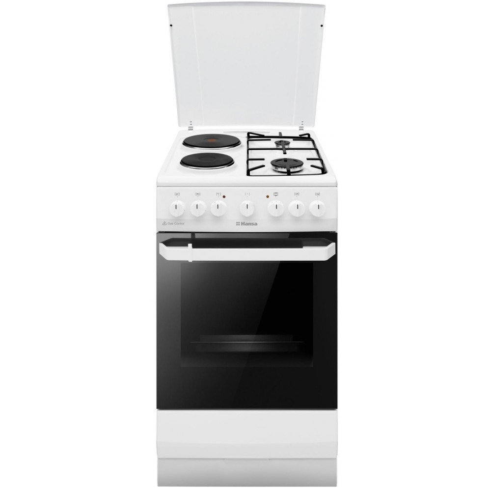 Плита Hansa з комбі. вар. поверхнею, 50х60см, 65л, емаль, газ контр., білий