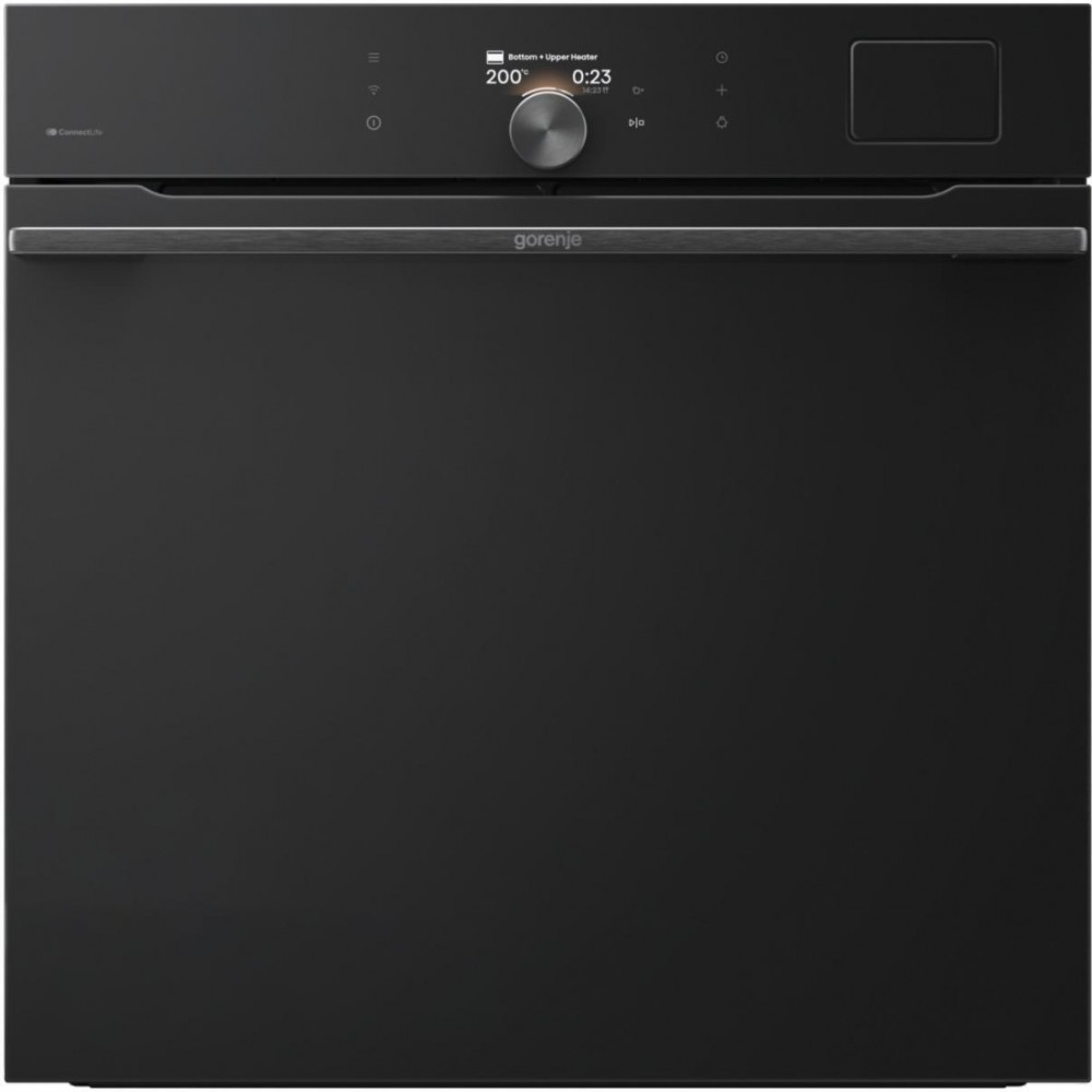 Духова шафа Gorenje електрична, 77л, A+, Wi-Fi, пароварка, дисплей, конвекція, готув. на різн рівнях, чорний