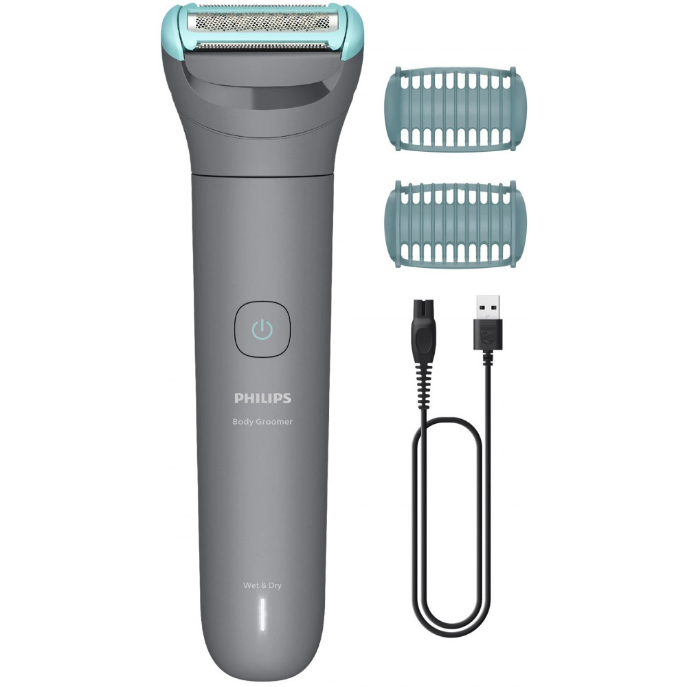 Тример Philips Series 3000, для тіла, акум., насадок-2, сталь, сірий