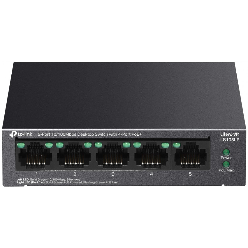 Комутатор TP-LINK LS105LP  5xFE (4xPoE), 41 Вт