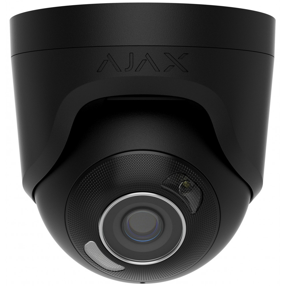 IP-Камера дротова Ajax TurretCam HL black 5мп, 2.8мм, гібридне підсвічування IR 50м, білий Led 50м, Poe, True WDR, IP 65, ІЧ 50м, аудіо, кут огляду 100° до 110°, купольна, чорна