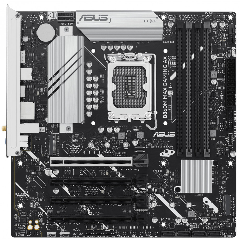 Материнcька плата ASUS B860M MAX GAMING AX s1851 B860 4xDDR5 M.2 DP USB Type-C Wi-Fi BT mATX
