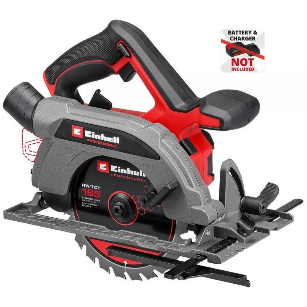 Пила дискова акумуляторна Einhell TP-CS 18/165 Li BL-Solo безщіткова 18В 5000об/хв 165х20мм 2.95кг без АКБ та ЗП
