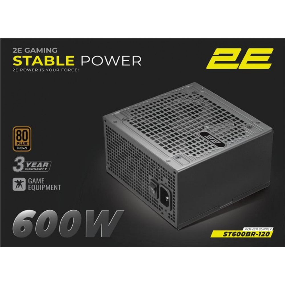 Блок живлення 2E GAMING Stable Power ATX3.1 (600W), >85%, 80+ Bronze, 120мм, 1xMB 24pin(20+4), 2xCPU 8pin(4+4), 3xMolex, 6xSATA, 2xPCIe 8pin(6+2)