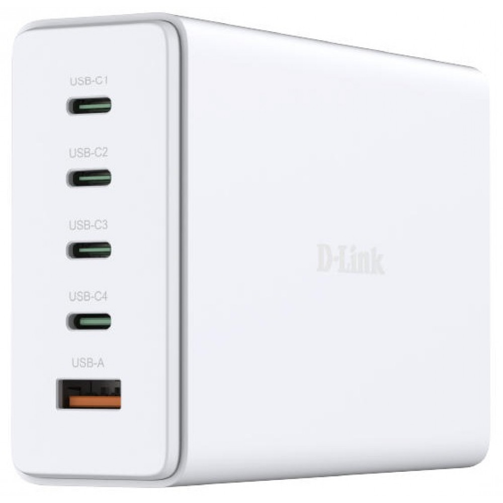 Зарядний пристрій мережевий D-Link DCF-241 240Вт GaN 4хUSB-С, 1xUSB-A, білий