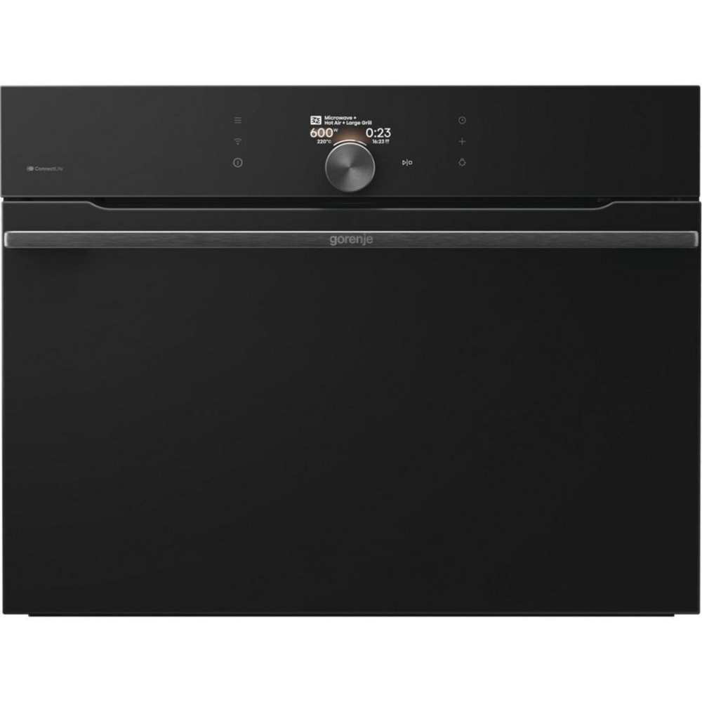 Духова шафа Gorenje електрична компактна, 50л, A+, дисплей, Wi-Fi, ф-ція мікрохвиль, чорний
