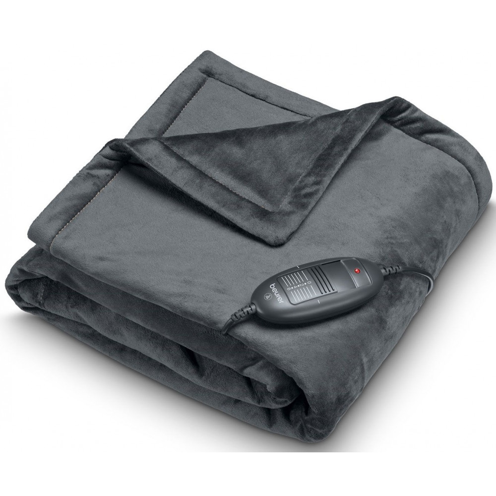 Електропростирадло  Beurer, від мережі, 150х130см, 100Вт, 6 режими, фліс, сірий