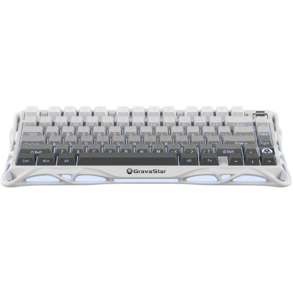 Клавіатура механічна GravaStar Mercury K1 80keys, GravaStar x Kailh Cheery Pink, EN/UKR, BT/WL/USB, білий