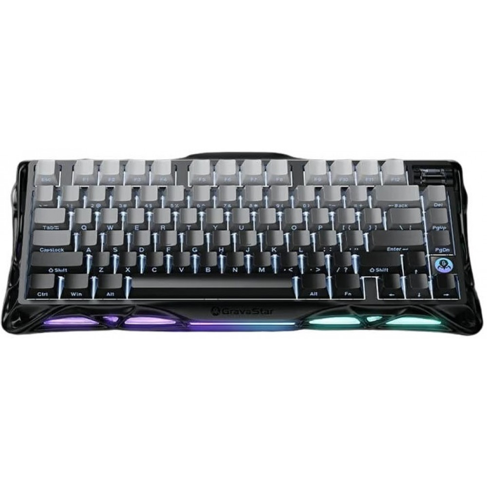 Клавіатура механічна GravaStar Mercury K1 80keys, GravaStar x Kailh Cheery Pink, EN/UKR, BT/WL/USB, чорний