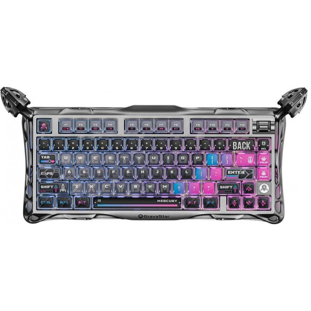 Клавіатура механічна GravaStar Mercury K1 Pro 80keys, GravaStar x Kailh Speedy Mint, BT/WL/USB, cyberpunk