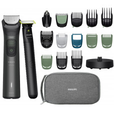 Тример Philips Series 9000, для обличчя, голови, тіла, акум., насадок-19, OneBlade в компл., сталь, сірий