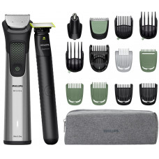 Тример Philips Series 9000, для обличчя, голови, тіла, акум., насадок-17, OneBlade в компл., сталь, сірий