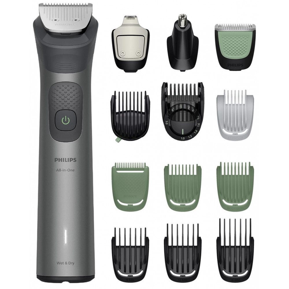 Тример Philips Series 7000, для бороди, голови та тіла, насадок-15, сталь, сірий