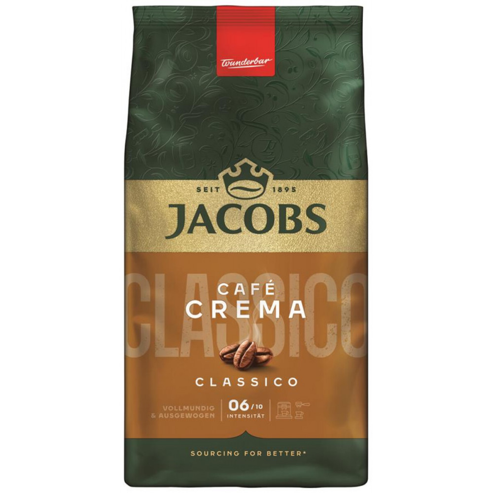 Кава Jacobs зерна, 1000г, Crema Classico, купаж арабіка/робуста