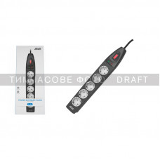 Подовжувач-фільтр мережевий 2E 5xТип F, 3x1.5мм кв, 16A, з захистом від перенапруги, 10м, чорний