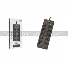 Подовжувач-фільтр мережевий 2E 10xТип F, 3x1.5мм кв, 16A, з захистом від перенапруги, 3xUSB-A, 1xUSB-C, 3м, чорний