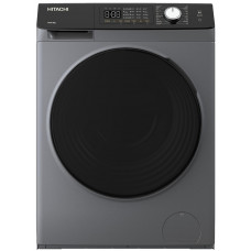 Пральна машина Hitachi фронтальна, 8кг, 1400, A+++, 60см, дисплей, пара, інвертор, люк чорний, cріблястий