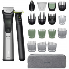 Тример Philips Series 9000, для бороди, голови та тіла, насадок-15, OneBlade в компл., сталь, сірий